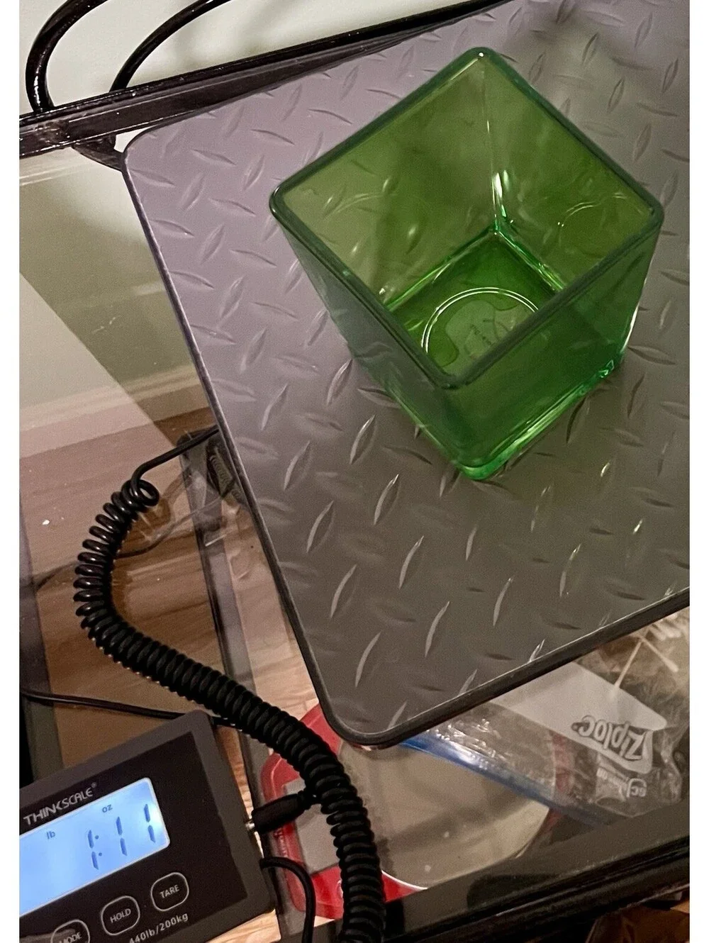 Teleflora Contemporary Green Glass Cube Vase, 4x5